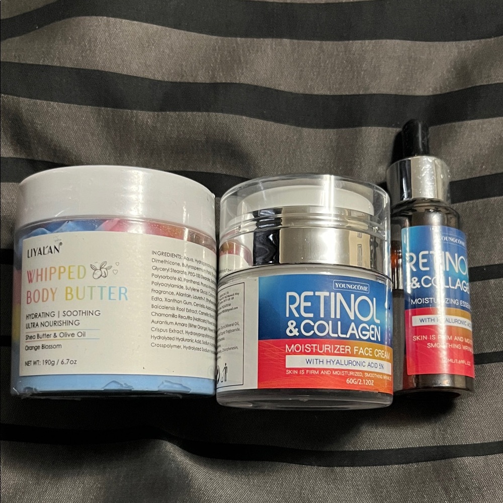 Whipped Body Butter, Retinol and collagen set. Lot of 3
